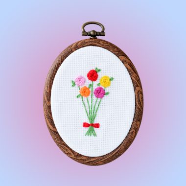 バラの花束刺繍