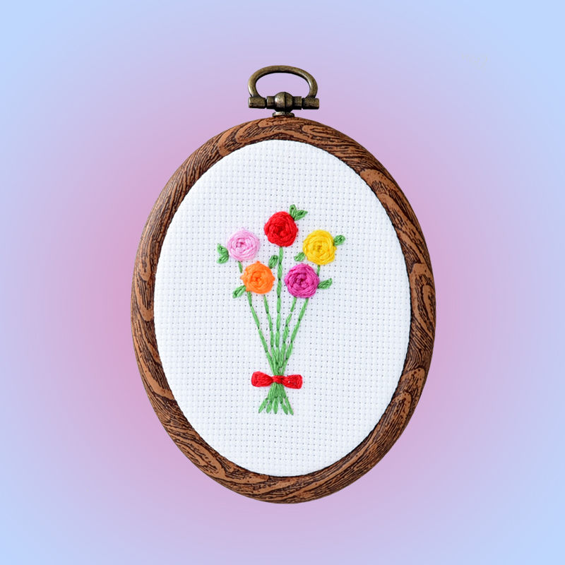 バラの花束刺繍