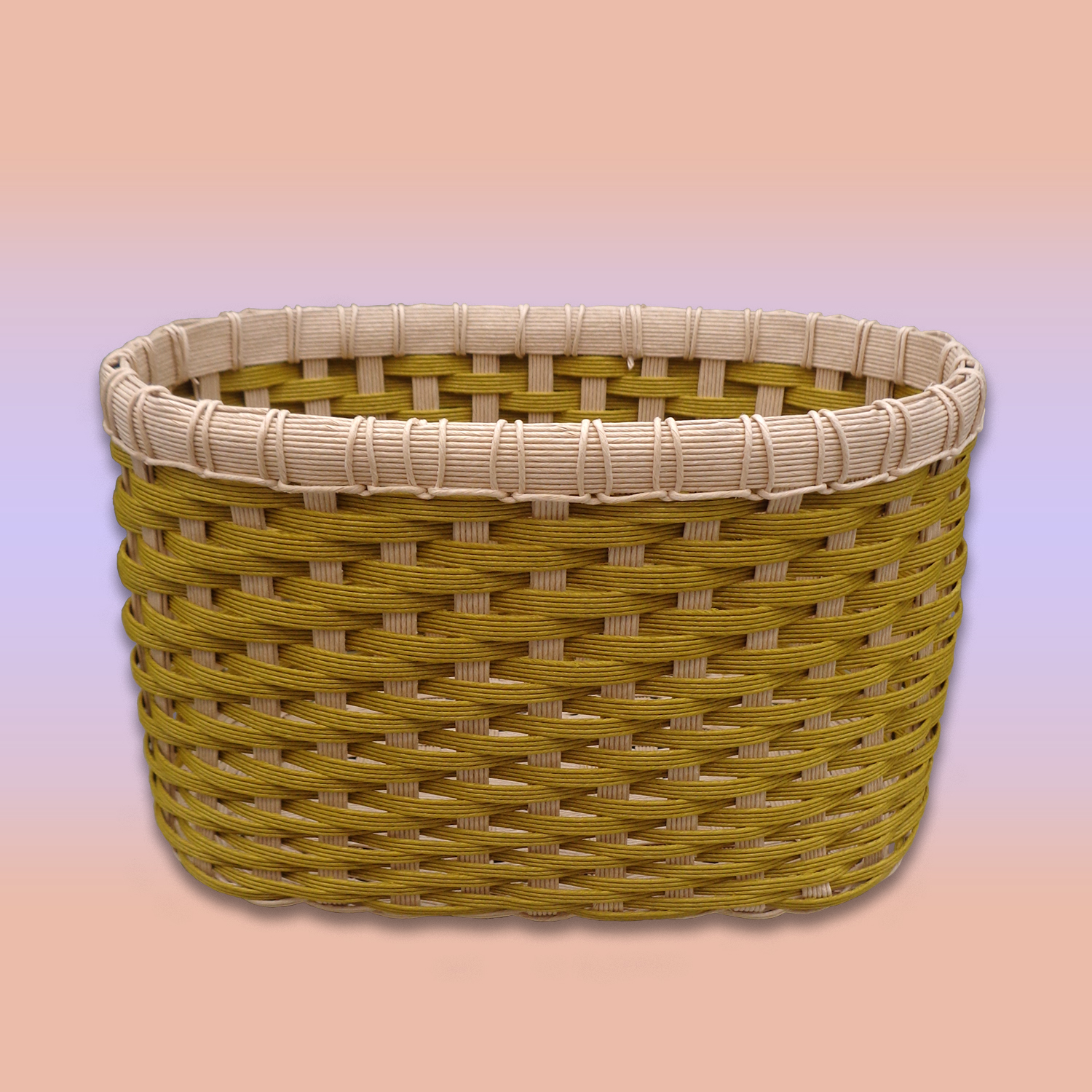 飛ばし編みのかご