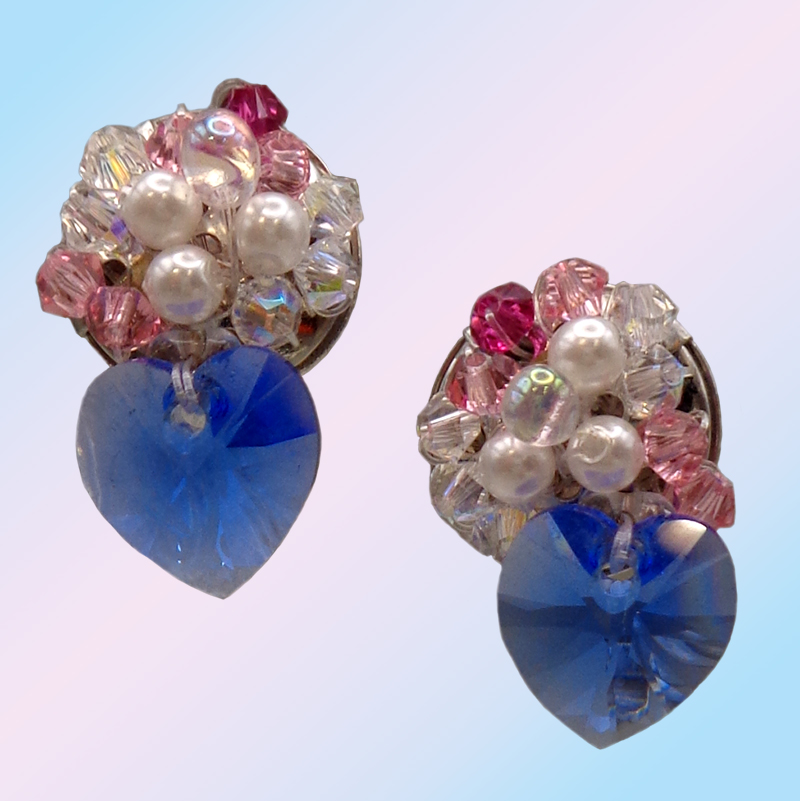 ハートのビーズの耳飾り