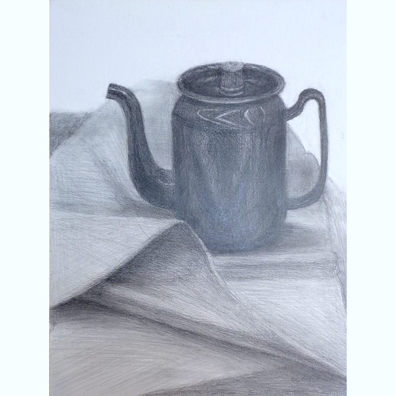 ホーローポットと布